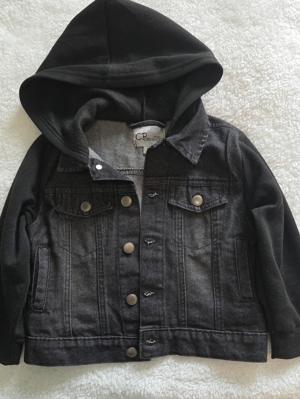 Dry Goods Black Hooded Jean Jacket for Kids